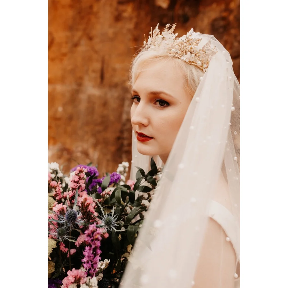 NEW Pearl Wedding Veil Bride Bridal White or Ivory Boutique
